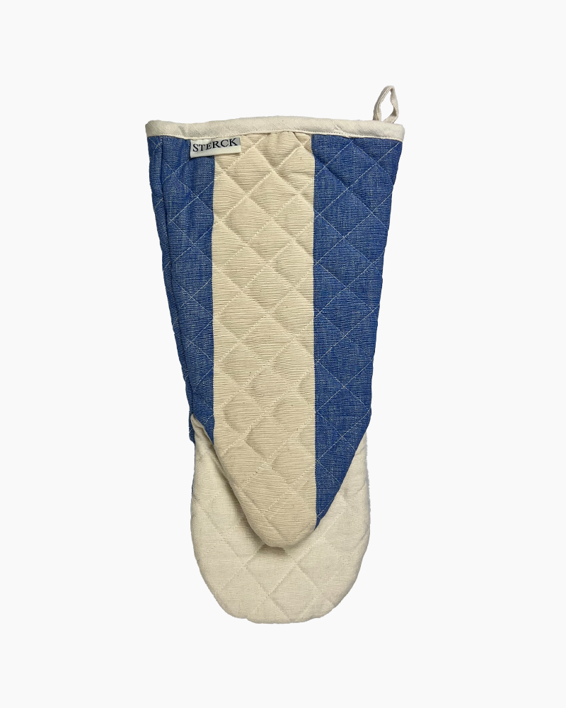 a classic striped, blue and natural cotton, wide striped gauntlet from sterck & co.