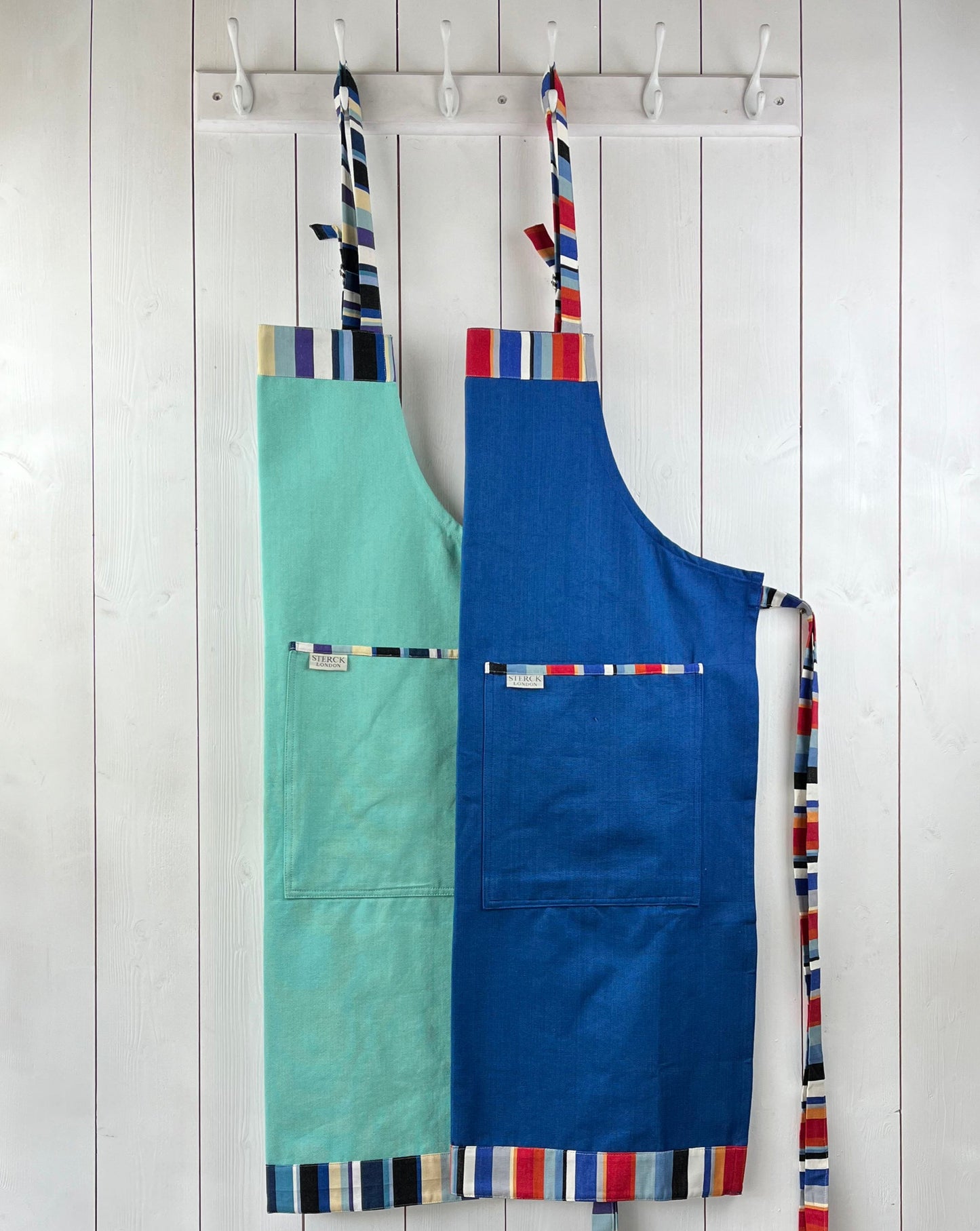 waikiki royal blue striped apron