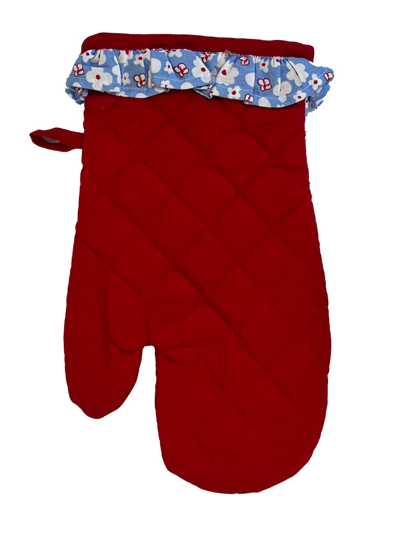 50's inspired oven mitt from Sterck & Co. Red side.