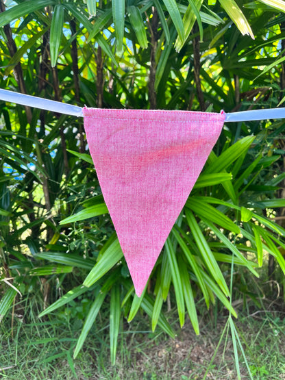 Close up of cerise bunting flag from Sterck.