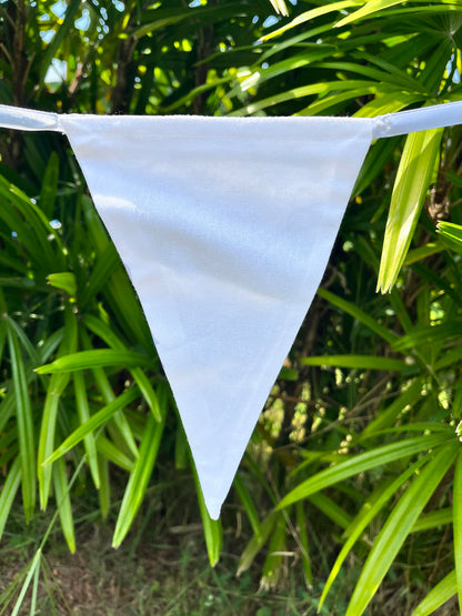 Close up of white bunting flag from Sterck.