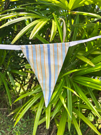 Close up of closed striped flag on Balloo bunting from Sterck.