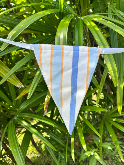 Close up of wide striped flag on Balloo bunting from Sterck.