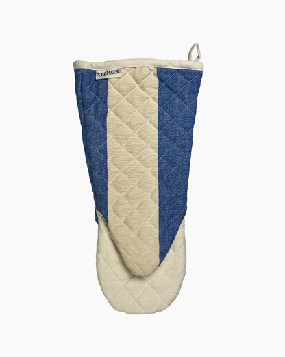 A classic striped, blue and natural cotton, wide striped gauntlet from Sterck & Co.