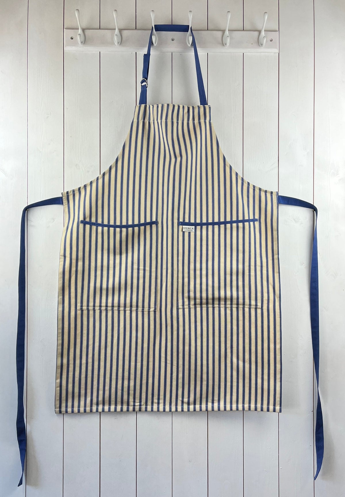 Colorblock Apron Kolaba Dark Blue Stripe Cotton Apron | Sterck & Co