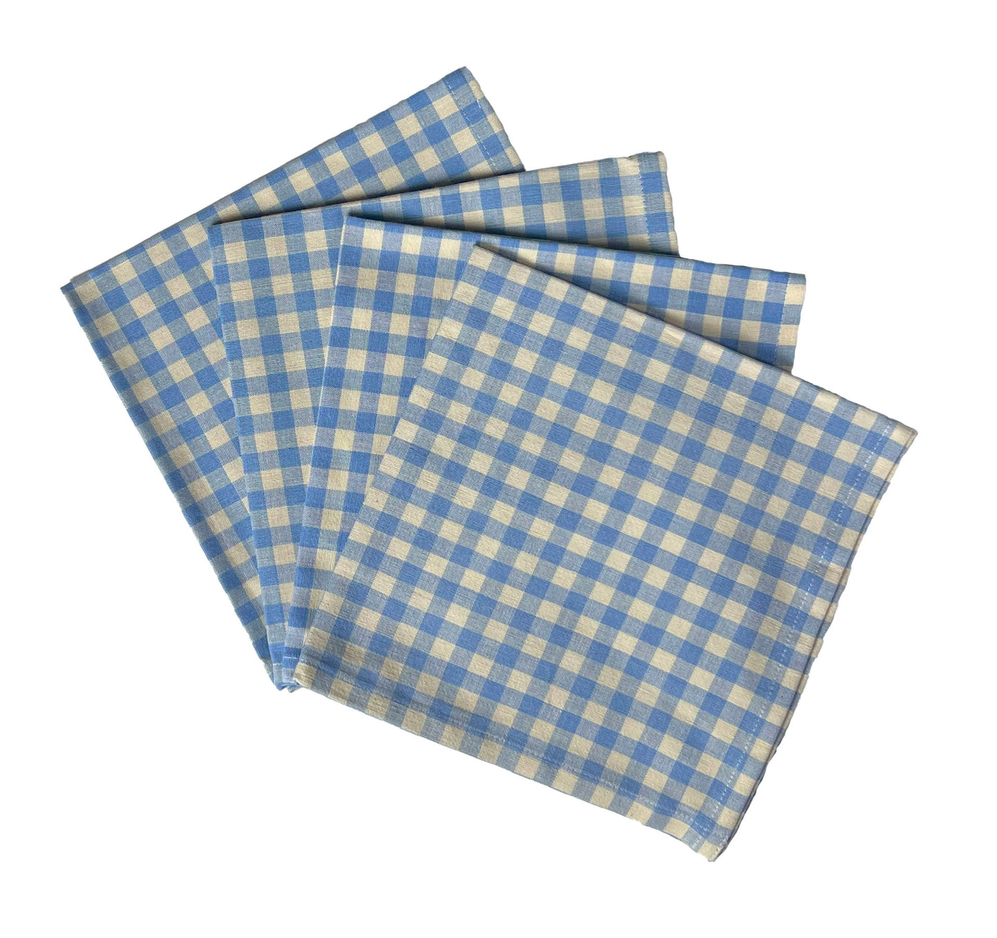 set of four blue gingham checked ziro napkins from sterck & co.
