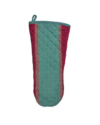Green and vibrant pink stripe oven gauntlet from Sterck & Co.