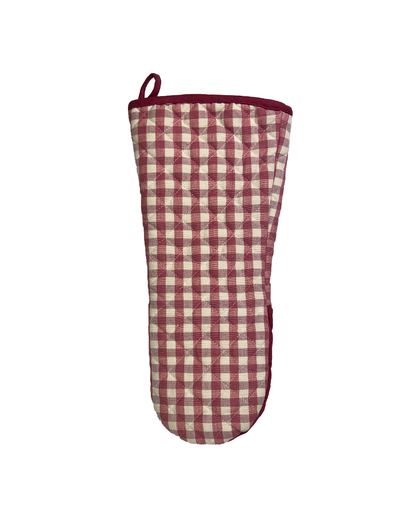 A classic pink gingham gauntlet with pink edging and grip. From Sterck & Co.
