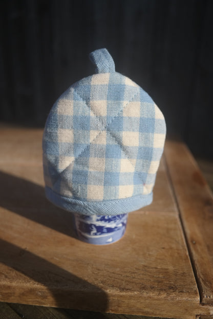 blue gingham egg cosie