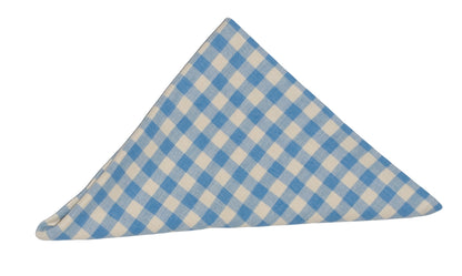 Folded blue ziro gingham napkin from Sterck & Co.